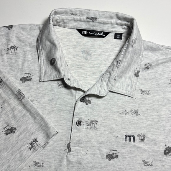 TravisMathew Other - Travis Mathew Golf all over‎ Print Polo Gray  Mens XXL Pima Cotton Blend Shirt